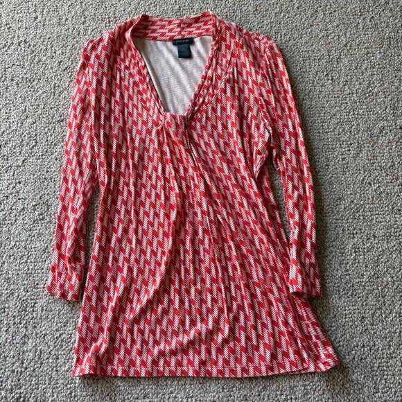 Ann Taylor Tops - ✨3 for $25• 5 for $40✨Ann Taylor XS Geometric Print Knotted Bust Top | Orange